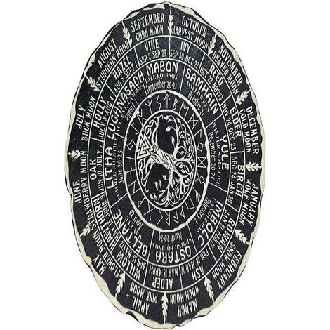 Calendrier Arbre de Vie 8" Roue de l'Année Panneau en Bois Fait Main pour Bureau (1/4)