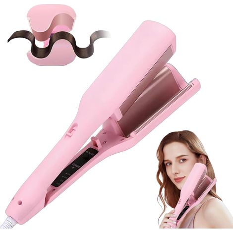 Wave Curler with 4 Temperature Settings, Women's S-Shaped Curler, Portable Electric Curling Heated Styling Brush, Anti-Scalding, 15 Seconds Fast Heating (Pink)- 32mm (1/5)