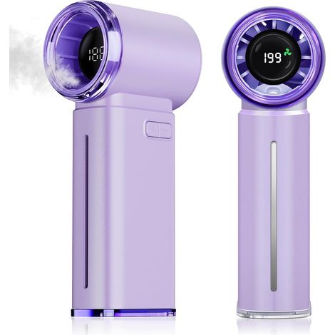 Mini ventilateur brumisateur portable – 5 000 mAh rechargeable avec affichage numérique, vitesses réglables de 1 à 199 vitesses, cadeau d'anniversaire pour homme et femme, voyage, extérieur, maison (1/5)