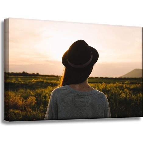 Leinwanddruck Natur Frau mit Hut 60x40