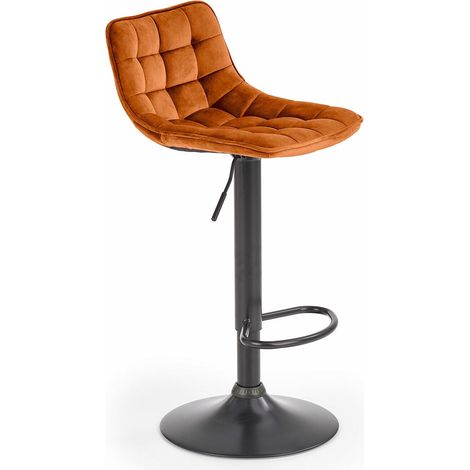 Silla de barra Houston 964, Naranja oscuro, 84x43x44cm, Tapiz, Metálico (1/5)