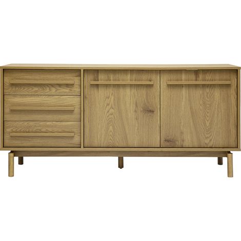 Buffet finition bois chêne 2 portes 3 tiroirs L160 cm YSEULT (1/5)
