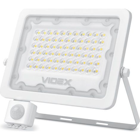 Halogen-Flutlicht mit PIR-Bewegungsmelder, 50 W, neutralweißes Licht (5000 K, 4500 lm), Schutzart IP65, LUCA Videx