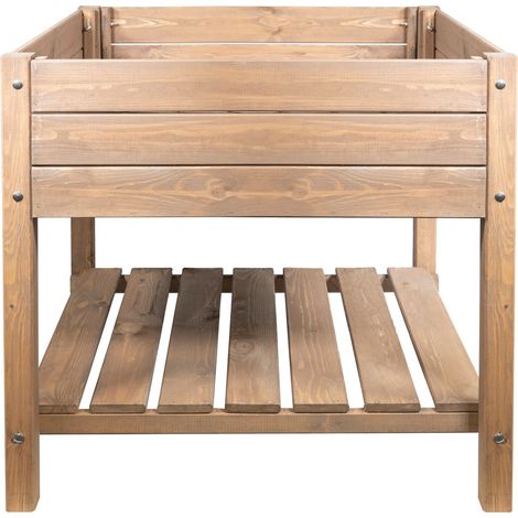 mgc24 Hochbeet Massiv XL 79x79x78cm Kiefernholz dunkelbraun (1/3)