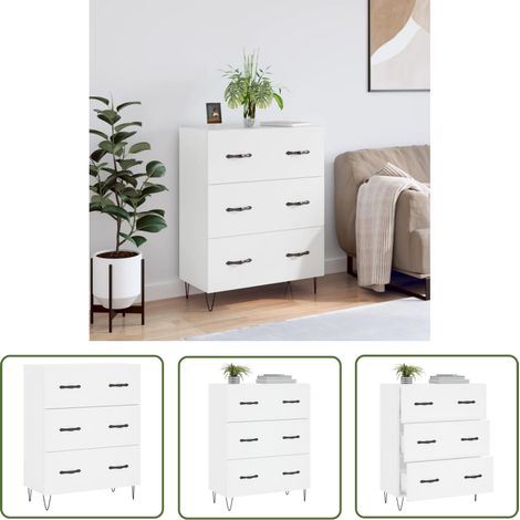 The Living Store Sideboard Weiß 69,5x34x90 cm Holzwerkstoff - Schreibtisch - Wohnzimmermöbel - Sideboard - Regal - Holzmöbel (1/5)