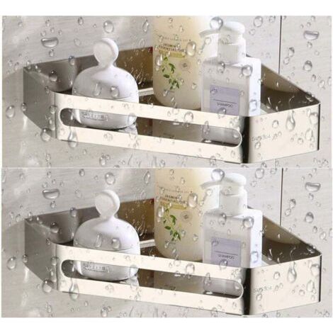 FENOPLASTICAÉtagère en forme de losange noir pour salle de bain cadre d'angle solide épaissi en forme de losange monocouche 2 pièces (1/5)