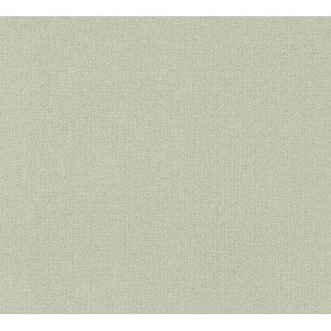Papier peint tendance uni vert pour couloir Tapisserie moderne aspect textile verte Papier peint nordique monochrome idéal chambre (1/5)