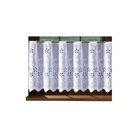 ZAZDROSKA ZAZDROSKA Küchenvorhang BLUMEN weiß 300x35 + Saum