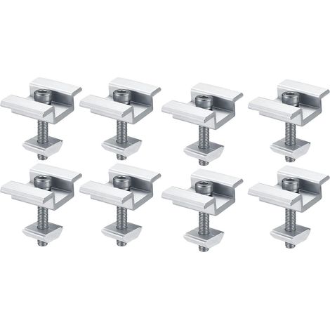 Pack de 8 Supports de pour Panneau Solaire, Pinces D'ExtréMité pour Panneau Solaire, Pinces Centrales, pour Module Solaire de Panneau Solaire PV 30 Mm (1/5)