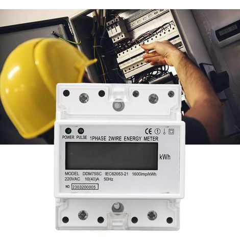 Einphasen-Wechselstromzähler DDM75SC (älteres Modell), 4-polig, LCD-Anzeige, 35-mm-DIN-Schienenmontage, 10–40 A (1/5)