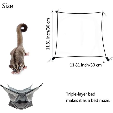 Hamac Triple Cage pour Petit Animal de Compagnie Hamster Comfort Warm Petit Hamac (Gris) (1/2)