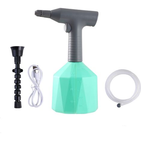 Pulverizador eléctrico con boquilla, regadera portátil para césped y jardín (verde, 1 L)