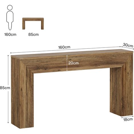 Table console design rustique, longue table d'appoint pour entrée ou couloir, meuble étroit en bois massif, finition naturelle, pièce unique pour salon ou hall. (1/5)