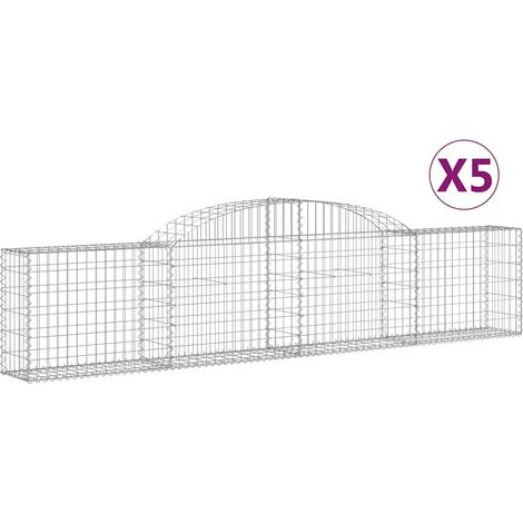 Paniers à gabions arqués 5 pcs  Mur en gabion 300x30x60/80 cm Fer galvanisé