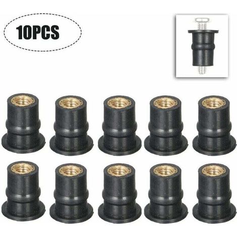 Écrous de Puits en Caoutchouc M5, Lot de 10, Pour Fixation d'Arbre de Pare-Brise de Moto.