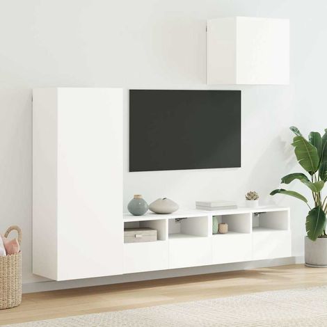 vidaXL 4 Piece TV Wall Units White Engineered Wood (1/5)