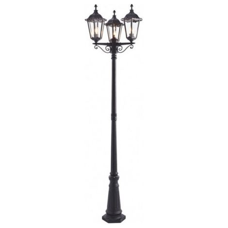 Endon Burford - Lampadaire extérieur à 3 ampoules, peinture noire mate, verre IP44, E27 (1/5)