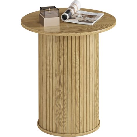 Table d'appoint - HOMCOM - pieds cannelés - pour salon, chambre ou petit espace - 48 x 48 x 55 cm - chêne (1/5)
