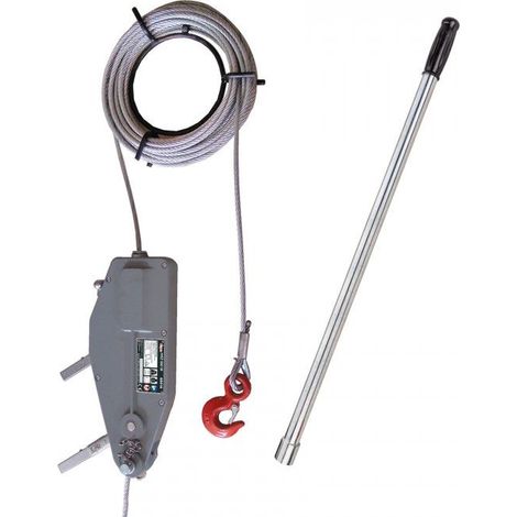Dema – Tire-câble manuel 800 kg – Câble Ø 8,3 mm – Longueur 20 m avec crochet – Levier 810 mm – Corps aluminium