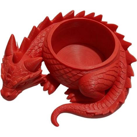 Pot de fleurs en plastique en forme de dragon fait à la main pour jardin (rouge) (1/5)