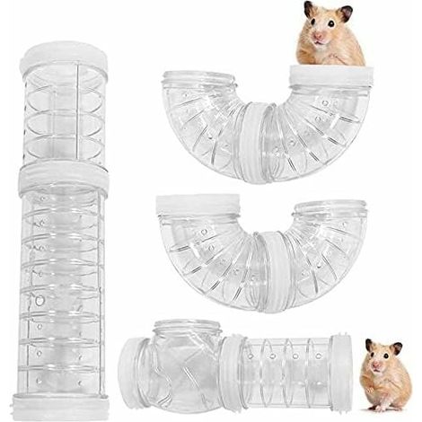 8 pcs Jouet de tunnel de tube de hamster de 5.5 cm de diamètre, jouet de tunnel de connexion de hamster-Transparent-Fei Yu (1/4)
