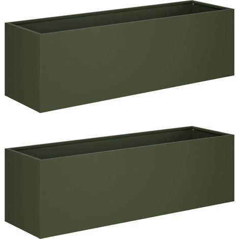 vidaXL Macetero de Jardín 2 uds. Verde oliva 80 x 30 x 30 cm (1/2)