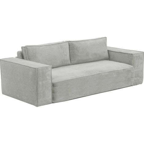 Divano letto 3 posti a ribalta in Velluto a coste Grigio Letto 140 cm Materasso 14 cm con memory foam - AMELIA (1/5)