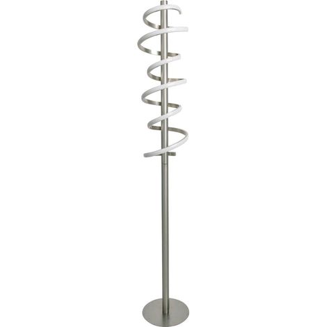 Lampadaire LED Design Moderne en Métal Nickel Mat et Blanc, Variable 3 Niveaux, Hauteur 140 cm - PANGIVO (1/5)