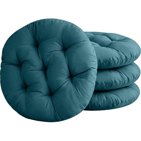 Set of 4 for Made Kitchen Chairs, 40 x 40 cm, Comfortable Round Seat Cushions, Kitchen Chair Cushions, for Kitchen, Garden, Dining Room, Living Room, Study Room (Dark Green) (1/5)