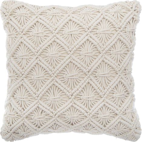 Makramee Kissen 40x40 cm beige HANDGEWEBTE DETAILS (1/5)