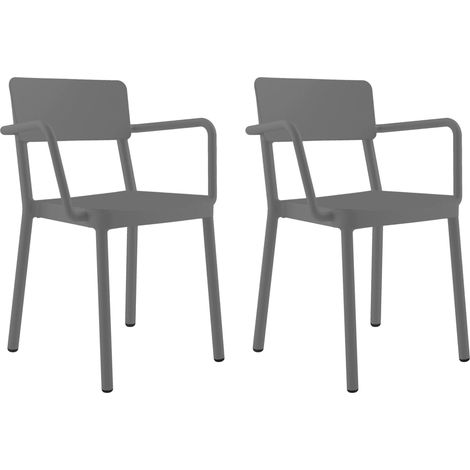 Set 2 sillas con brazos interior, exterior gris oscuro LISBOA Resol