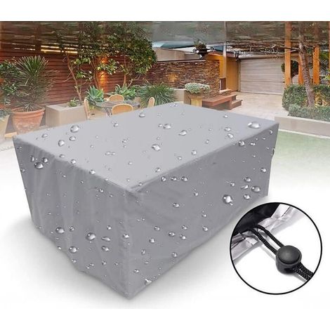 Schutzhülle für Gartenmöbel aus 210D Oxford-Gewebe, wasserdicht mit Kordelzug, silberfarben, 210 x 110 x 70 cm