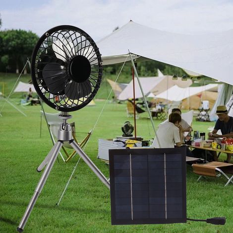 20-W-Solarpanel mit 13-cm-Ventilator, USB-Anschluss, Teleskopständer, Camping-/Picknickventilator, Solarventilator (1/5)