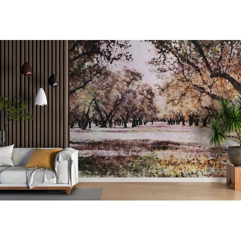 Papier peint campagne verger aux fleurs blanches - 150 x 250 cm (1/2)