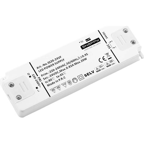 Dehner Elektronik SS 20-24VF Trasformatore per LED Tensione costante 20 W 0.83 A 24 V/DC adatto per mobili, Protezione