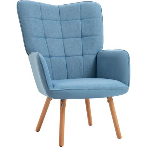 Fauteuil, Dossier Haut, Design Moderne, 71x76x101 cm, Bleu (1/2)
