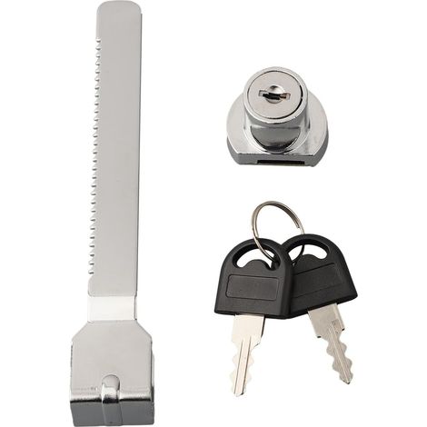 Sliding glass lock with key – Made of zinc alloy for glass doors 2 to 8 mm thick, robust drawer latch, silver finish (size L) (1/5)