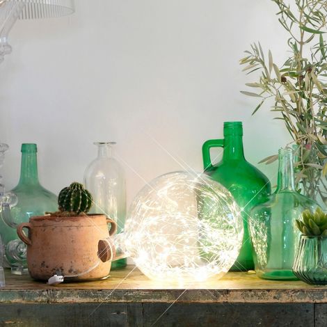 Déco lumineuse boule en verre micro-LED blanc pur (1/3)