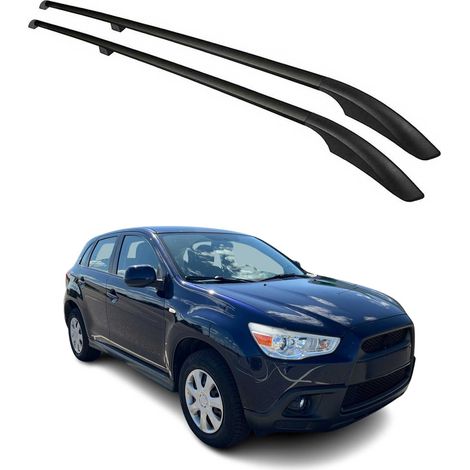 OMAC Barres de Toit longitudinales pour Mitsubishi ASX 2010-2023 Aluminium Noir (1/5)