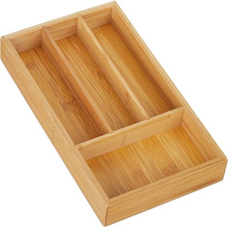 Pratico organizer per cassetti 4 scomparti ufficio portaoggetti 30 x 20 x 10 cm in bambù naturale 130011415