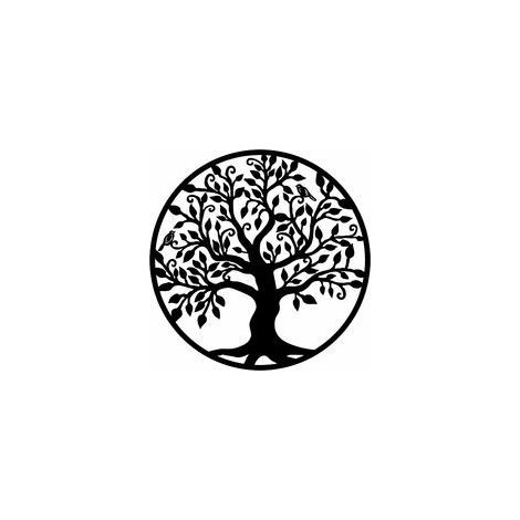 Arbre De Vie En Métal Décoration Murale Silhouette Art Pour Cadeau Intérieur Cadeau Extérieur Jardin Maison Décoration (Noir, 40x40cm) (1/5)