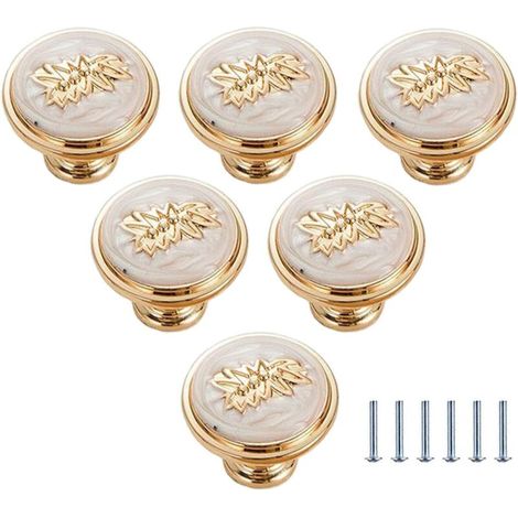 Boutons Ronds en Laiton pour Armoire. Poignées de Commode en Céramique. 28mm. 6 Pièces (1/4)