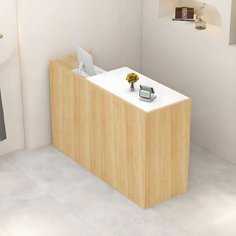 Empfangstheke mit Stauraum, Holzoptik, 80-200 cm, für Büro, Praxis, Laden (1/5)