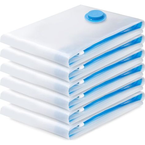Sac de Rangement Sous Vide 6PCS,Sac sous vide Vetement Aspirateur,Compression Housse Aspirable Rangement Réutilisable pour Literie, Vêtements, Couettes, Matelas,Tente et Voyages(70 50CM) (1/5)
