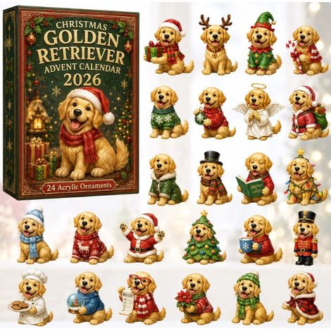 Popular Christmas Advent Calendar 2026 - American Golden Retriever Advent Calendar - A - 3D