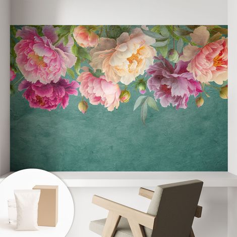 Papier peint intissé avec imprimé pour intérieur moderne application facile a motif - Colle incluse gratuite Élégance florale 104x70 cm (1/5)