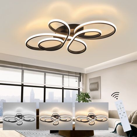 Plafonnier LED 82 W 80 cm, Lustre LED à anneaux floraux avec télécommande, Plafonnier moderne à intensité variable, 3 températures de couleur (1/5)