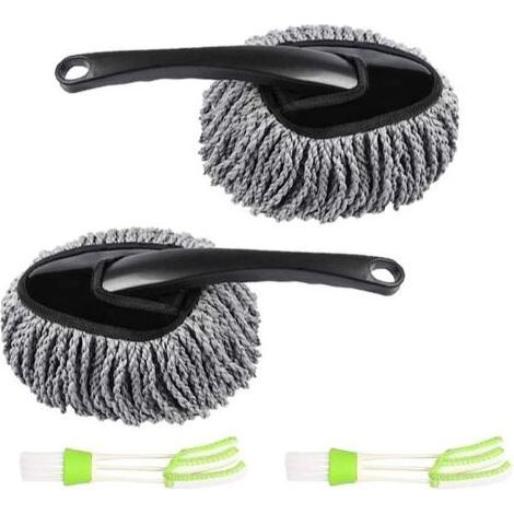 2pièces Brosse de Nettoyage Voiture Brosse de Plumeau Voiture avec 2Pinceaux de Nettoyage Ventilation pour Auto Voiture Climatiseur Pare-Brise Bicyclette Maison Intérieur Extérieur Microfibre (1/5)