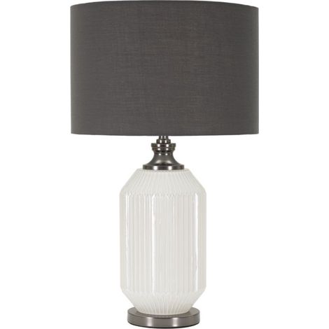 Lampe à Poser en Verre "Brighty" 65cm Blanc & Gris