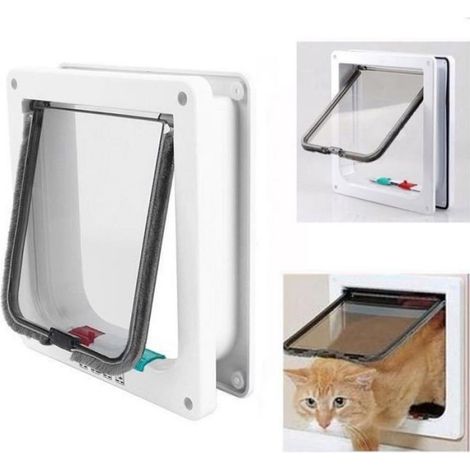 Chatière Pour Chat - Magnétique - 4 Modes - Blanc - Taille M (1/4)